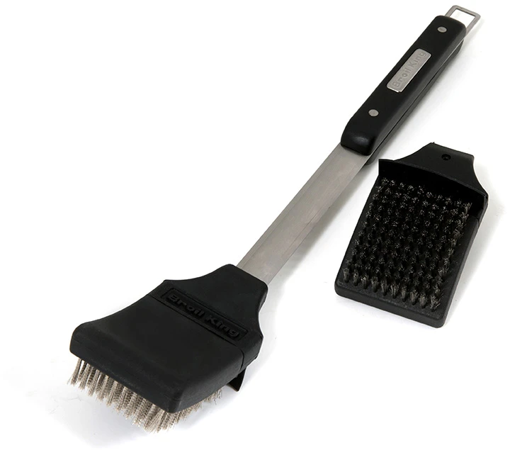 Broil King Grillbürste 47cm Edelstahlborsten Mit Spritzschutz + Ersatzkopf 2 Broil King Grillbürste 47cm Edelstahlborsten Mit Spritzschutz + Ersatzkopf – Bild 2