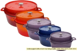 Grillfürst Emaillierter Dutch Oven Ohne Füsse DO12 - Lila 9 Grillfürst Emaillierter Dutch Oven Ohne Füsse DO12 - Lila -Broil King Geschaft Grillfuerst Dutch Oven farbig emailliert Groessenvergleich 8