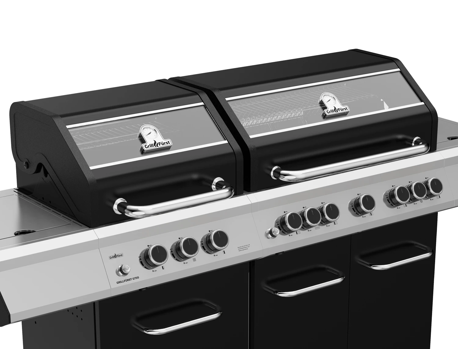 Grillfürst G750E 7-Brenner Doppelkammer - Gasgrill Mit Hochtemperaturbrenner, Seitenkocher, Heckbrenner Und Edelstahl Rosten 3 Grillfürst G750E 7-Brenner Doppelkammer - Gasgrill Mit Hochtemperaturbrenner, Seitenkocher, Heckbrenner Und Edelstahl Rosten – Bild 3