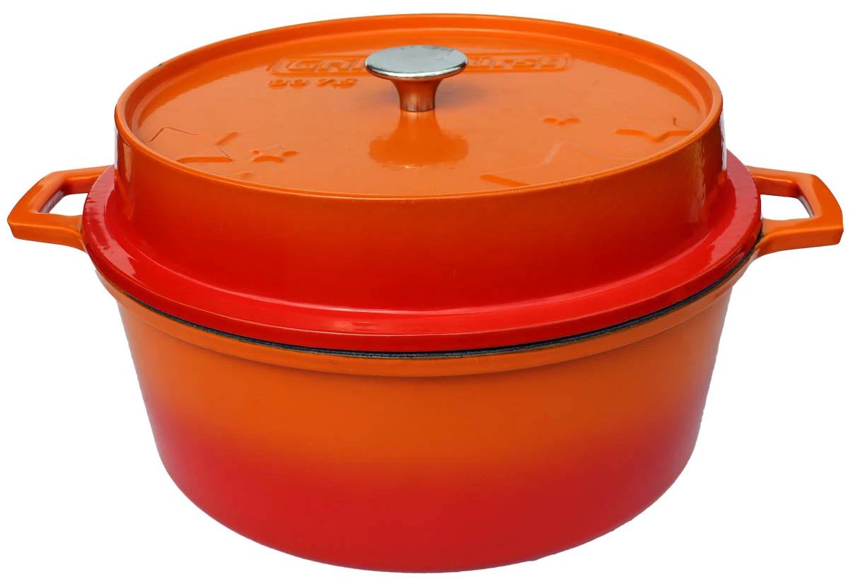 Grillfürst Emaillierter Dutch Oven Ohne Füsse DO7,5 - Orange 2 Grillfürst Emaillierter Dutch Oven Ohne Füsse DO7,5 - Orange – Bild 2