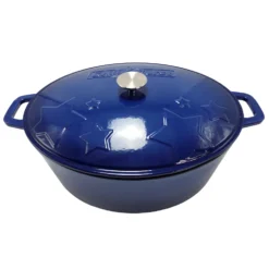 Grillfürst Dutch Oven Sternentöpfchen / Gusseisen Bräter - Emailliert - XL - Blau