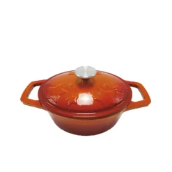 Grillfürst Dutch Oven Sternentöpfchen / Gusseisen Bräter - Emailliert - S - Orange