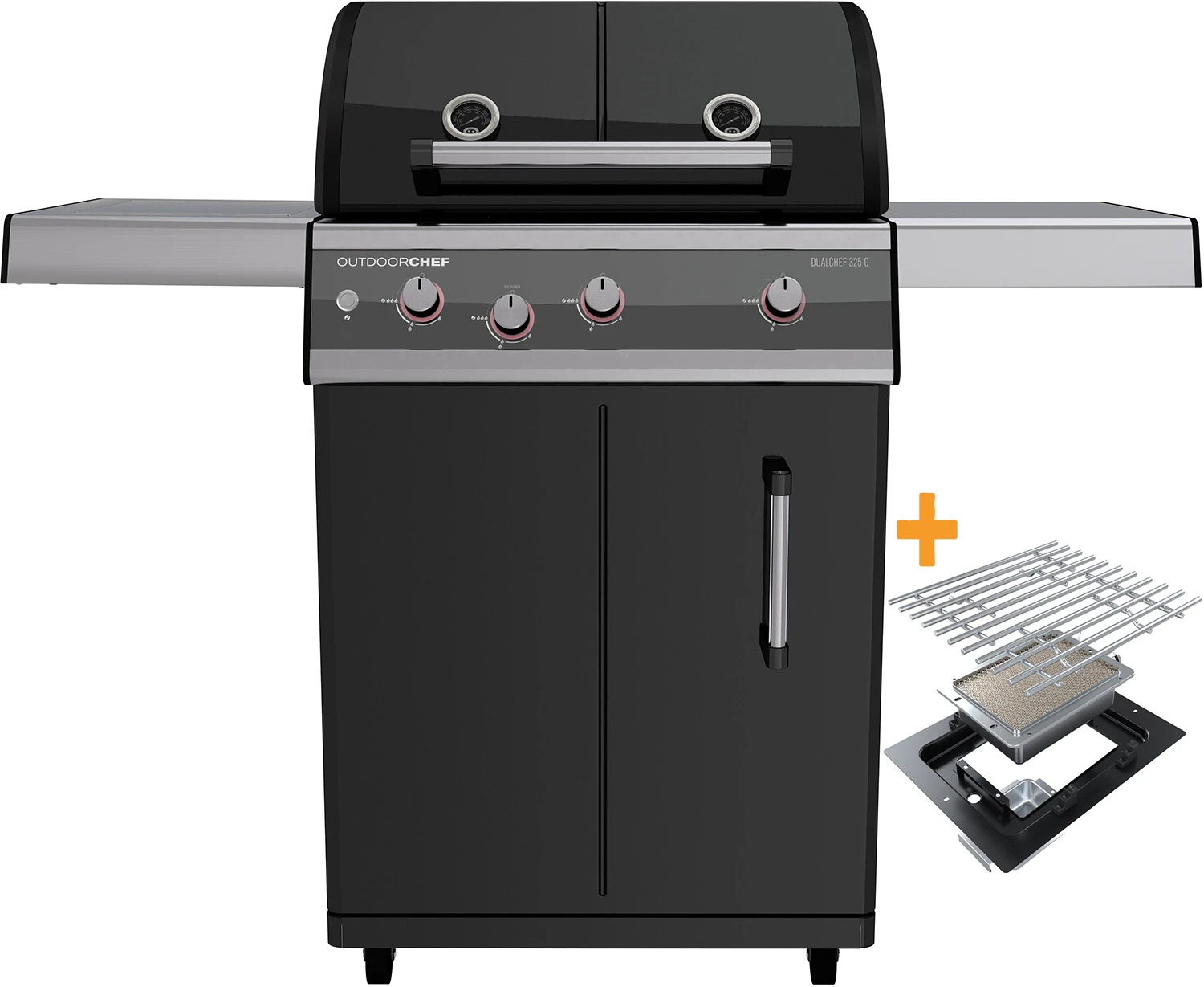 Outdoorchef Dualchef 325 G Gasgrill Mit Seitenkocher + BLAZING ZONE Infrarotbrenner + DGS Gusseisen Grillrost 2 Stk. + DGS Gemüse Grillrost 2 Stk. 1 Outdoorchef Dualchef 325 G Gasgrill Mit Seitenkocher + BLAZING ZONE Infrarotbrenner + DGS Gusseisen Grillrost 2 Stk. + DGS Gemüse Grillrost 2 Stk.